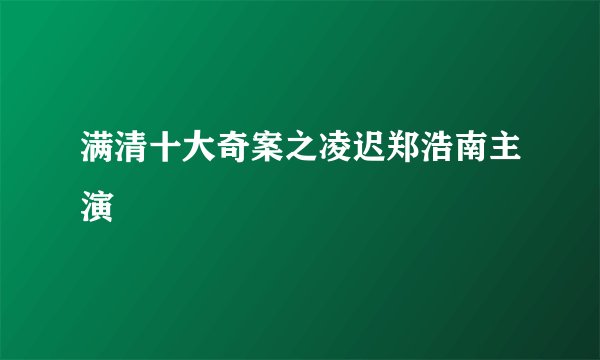 满清十大奇案之凌迟郑浩南主演