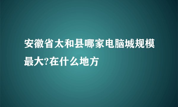 安徽省太和县哪家电脑城规模最大?在什么地方