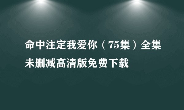 命中注定我爱你（75集）全集未删减高清版免费下载