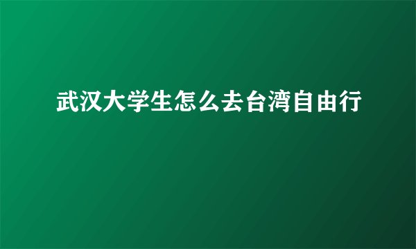 武汉大学生怎么去台湾自由行