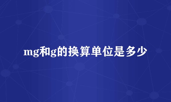 mg和g的换算单位是多少