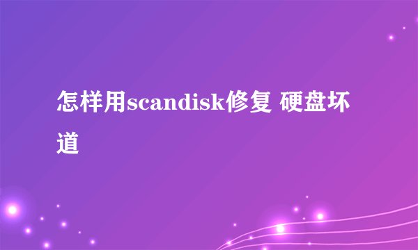 怎样用scandisk修复 硬盘坏道