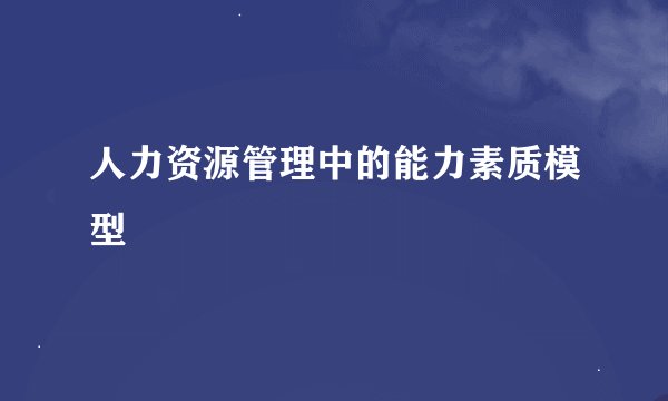 人力资源管理中的能力素质模型