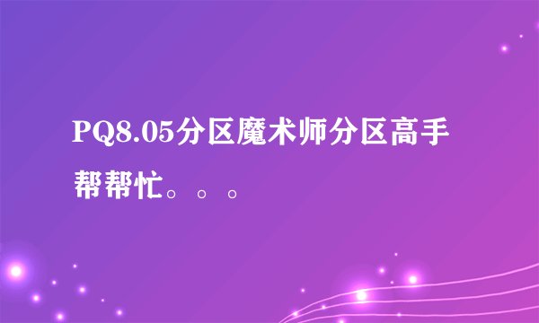 PQ8.05分区魔术师分区高手帮帮忙。。。