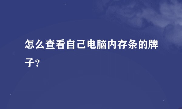 怎么查看自己电脑内存条的牌子?