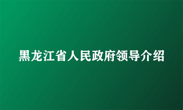 黑龙江省人民政府领导介绍