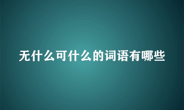 无什么可什么的词语有哪些