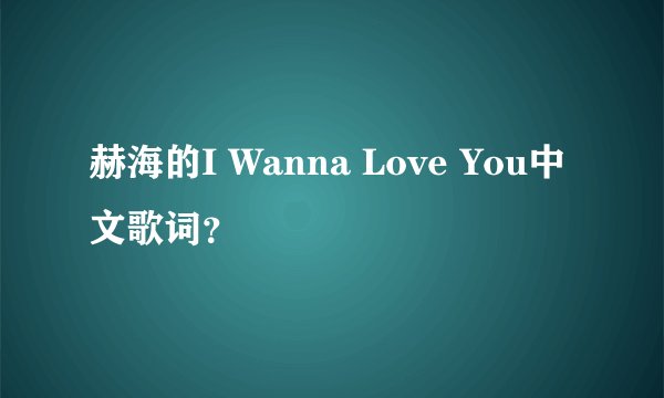 赫海的I Wanna Love You中文歌词?