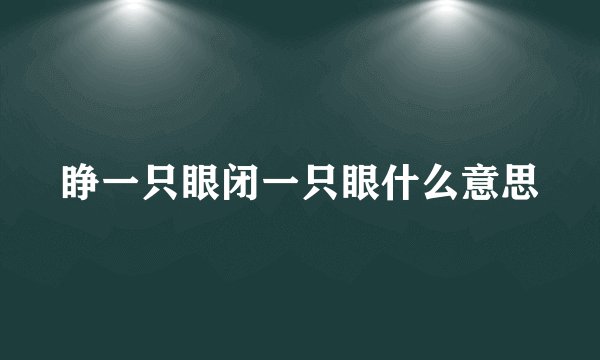 睁一只眼闭一只眼什么意思