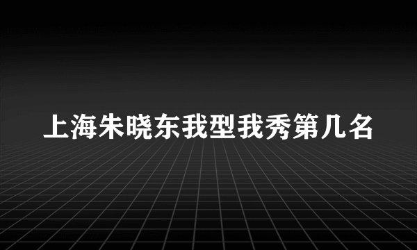 上海朱晓东我型我秀第几名