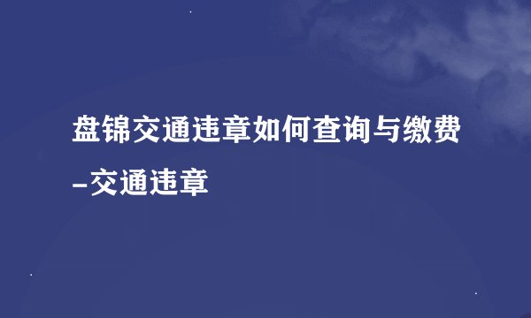 盘锦交通违章如何查询与缴费-交通违章