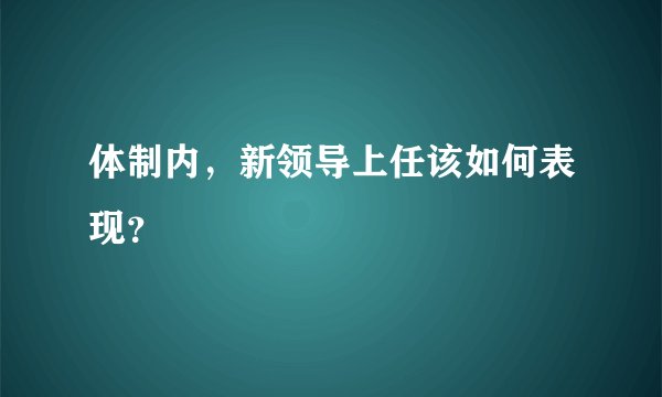 体制内，新领导上任该如何表现？