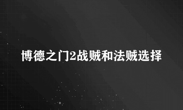 博德之门2战贼和法贼选择