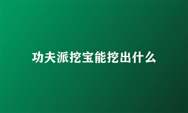功夫派挖宝能挖出什么