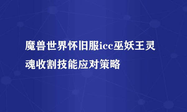 魔兽世界怀旧服icc巫妖王灵魂收割技能应对策略