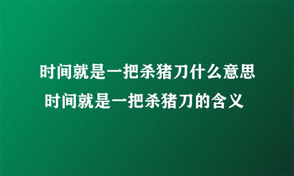 时间就是一把杀猪刀什么意思 时间就是一把杀猪刀的含义