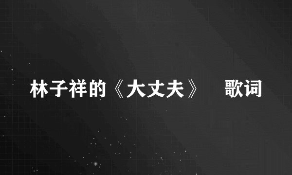 林子祥的《大丈夫》 歌词