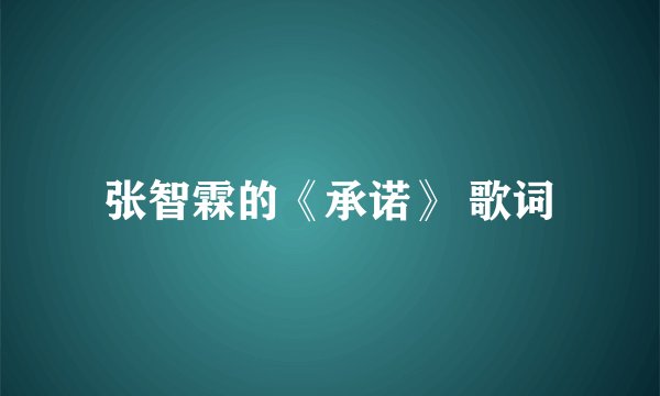张智霖的《承诺》 歌词