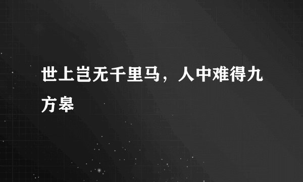 世上岂无千里马，人中难得九方皋