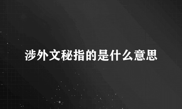 涉外文秘指的是什么意思