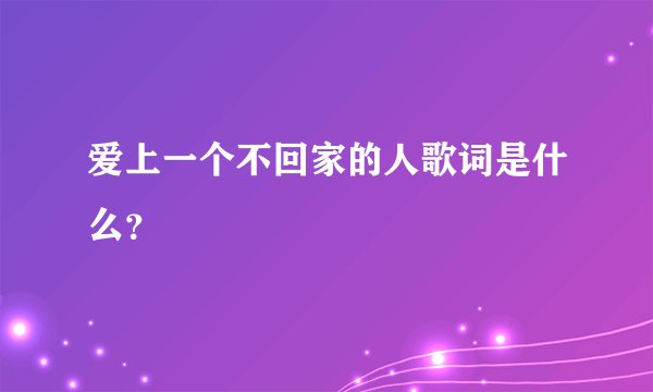 爱上一个不回家的人歌词是什么？