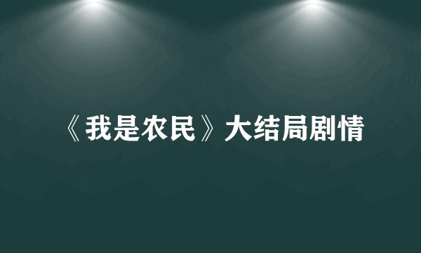 《我是农民》大结局剧情