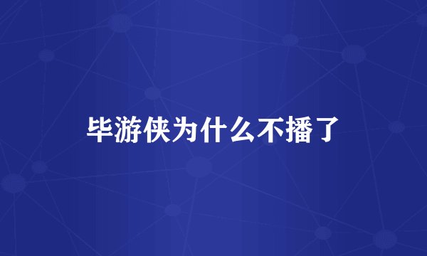 毕游侠为什么不播了