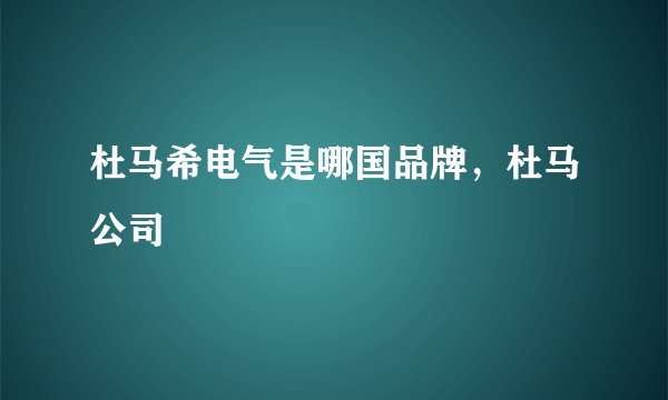 杜马希电气是哪国品牌，杜马公司