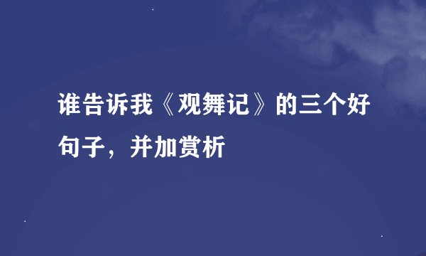 谁告诉我《观舞记》的三个好句子，并加赏析