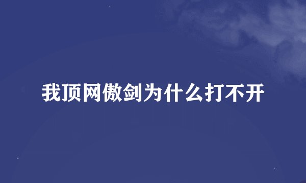 我顶网傲剑为什么打不开