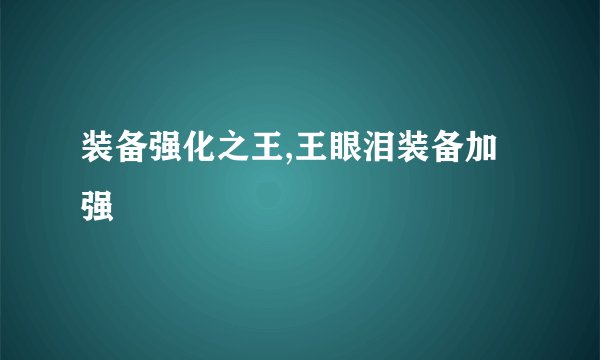 装备强化之王,王眼泪装备加强