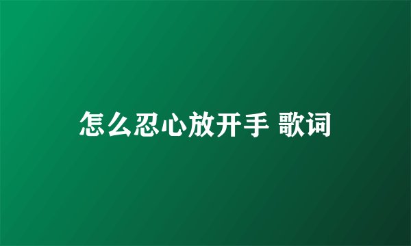 怎么忍心放开手 歌词