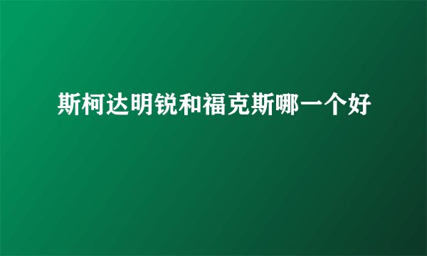 斯柯达明锐和福克斯哪一个好