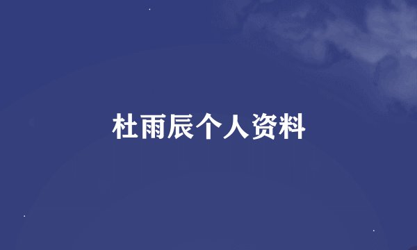 杜雨辰个人资料
