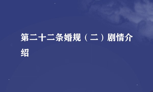 第二十二条婚规（二）剧情介绍