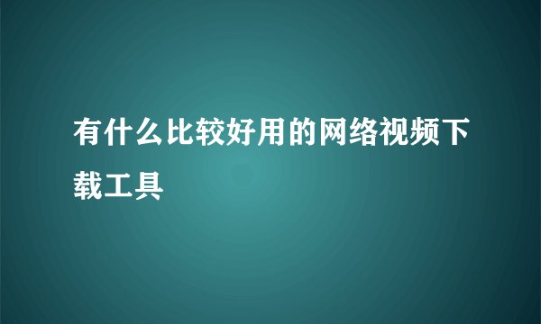 有什么比较好用的网络视频下载工具
