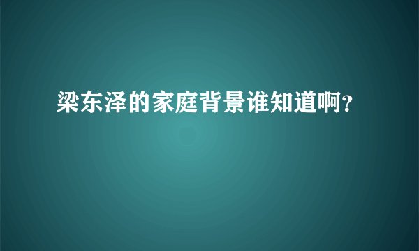 梁东泽的家庭背景谁知道啊？