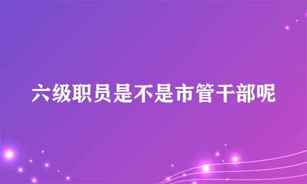 六级职员是不是市管干部呢