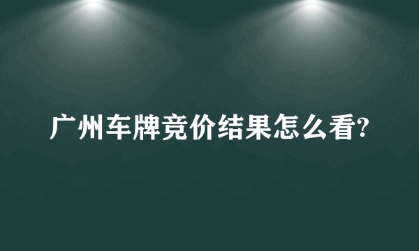 广州车牌竞价结果怎么看?