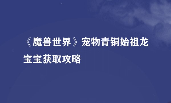 《魔兽世界》宠物青铜始祖龙宝宝获取攻略