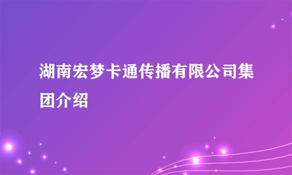 湖南宏梦卡通传播有限公司集团介绍