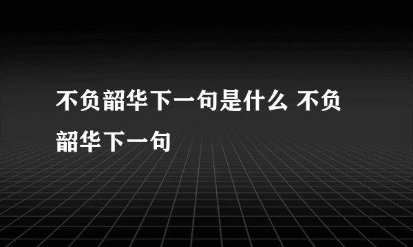 不负韶华下一句是什么 不负韶华下一句