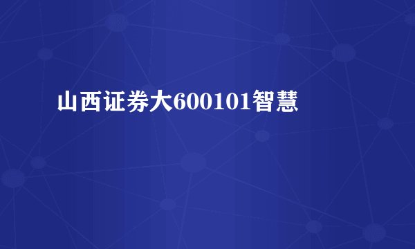 山西证券大600101智慧