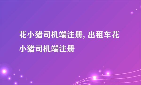 花小猪司机端注册, 出租车花小猪司机端注册