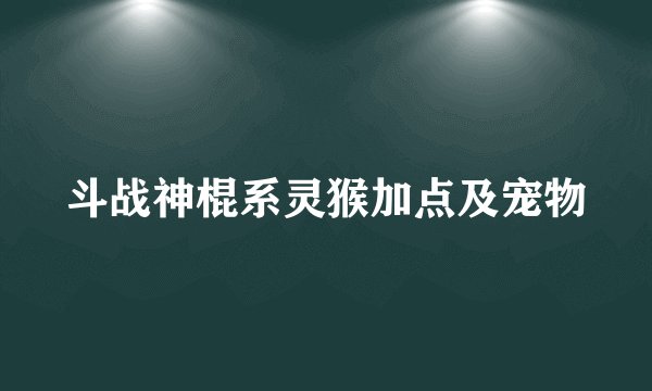 斗战神棍系灵猴加点及宠物