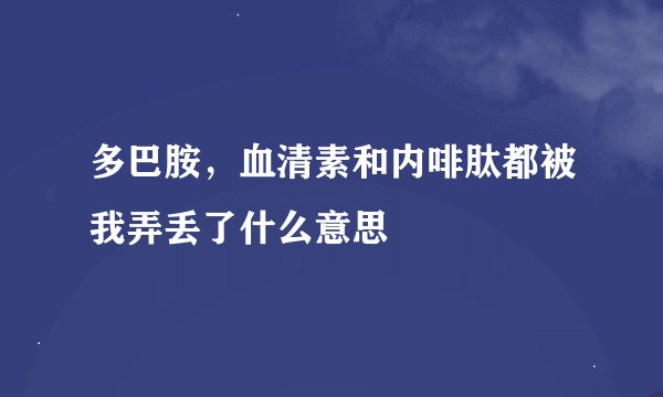 多巴胺，血清素和内啡肽都被我弄丢了什么意思