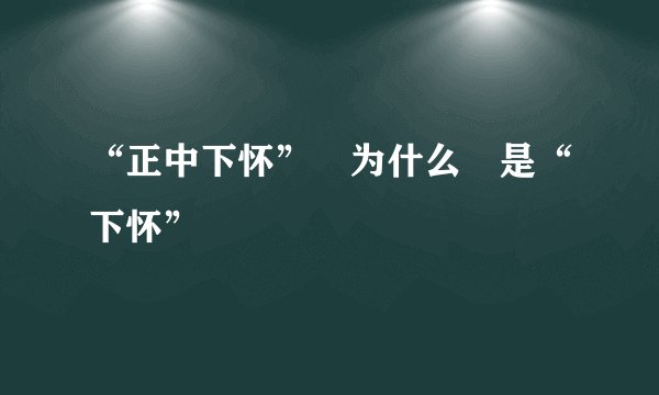 “正中下怀” 为什么 是“下怀”