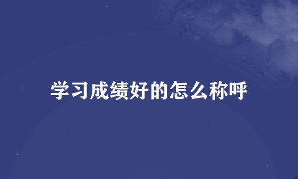 学习成绩好的怎么称呼