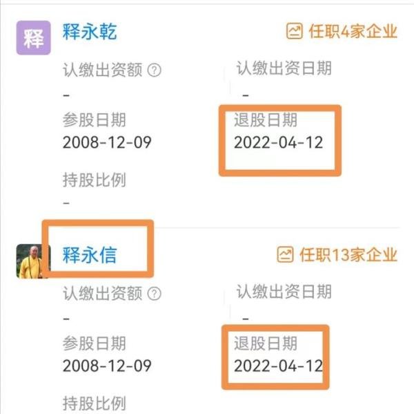 释永信退出少林寺控股公司，退出前持股80%，此前有消息称少林寺进军房地产