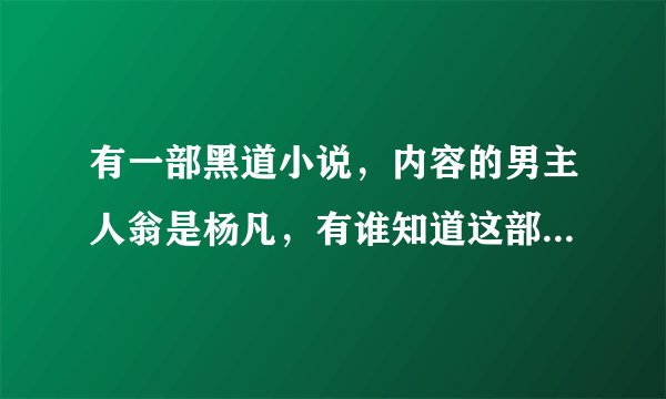 有一部黑道小说，内容的男主人翁是杨凡，有谁知道这部小说书名啊？